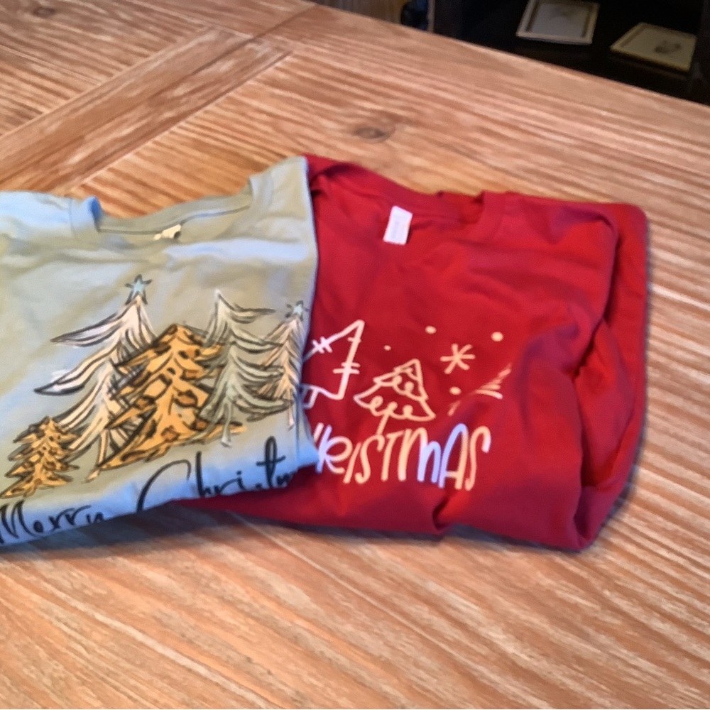 Two cute NWOT SZ M Christmas t shirts SOLD trying to delete alread SOLD